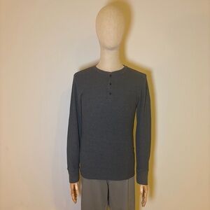 Joe Boxer Men's Waffle Knit Henley Long Sleeve Shirt - Dark Gray, Size M